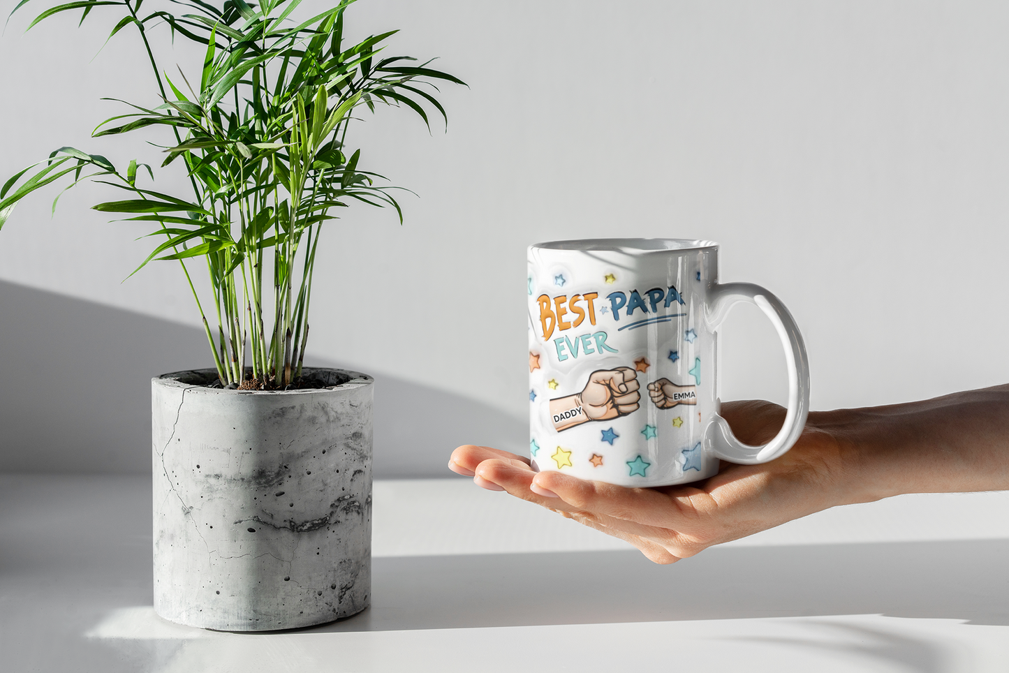 Personalized "A Son's First Hero, A Daughter's First Love" 3D Mug – A Meaningful Gift for Dad