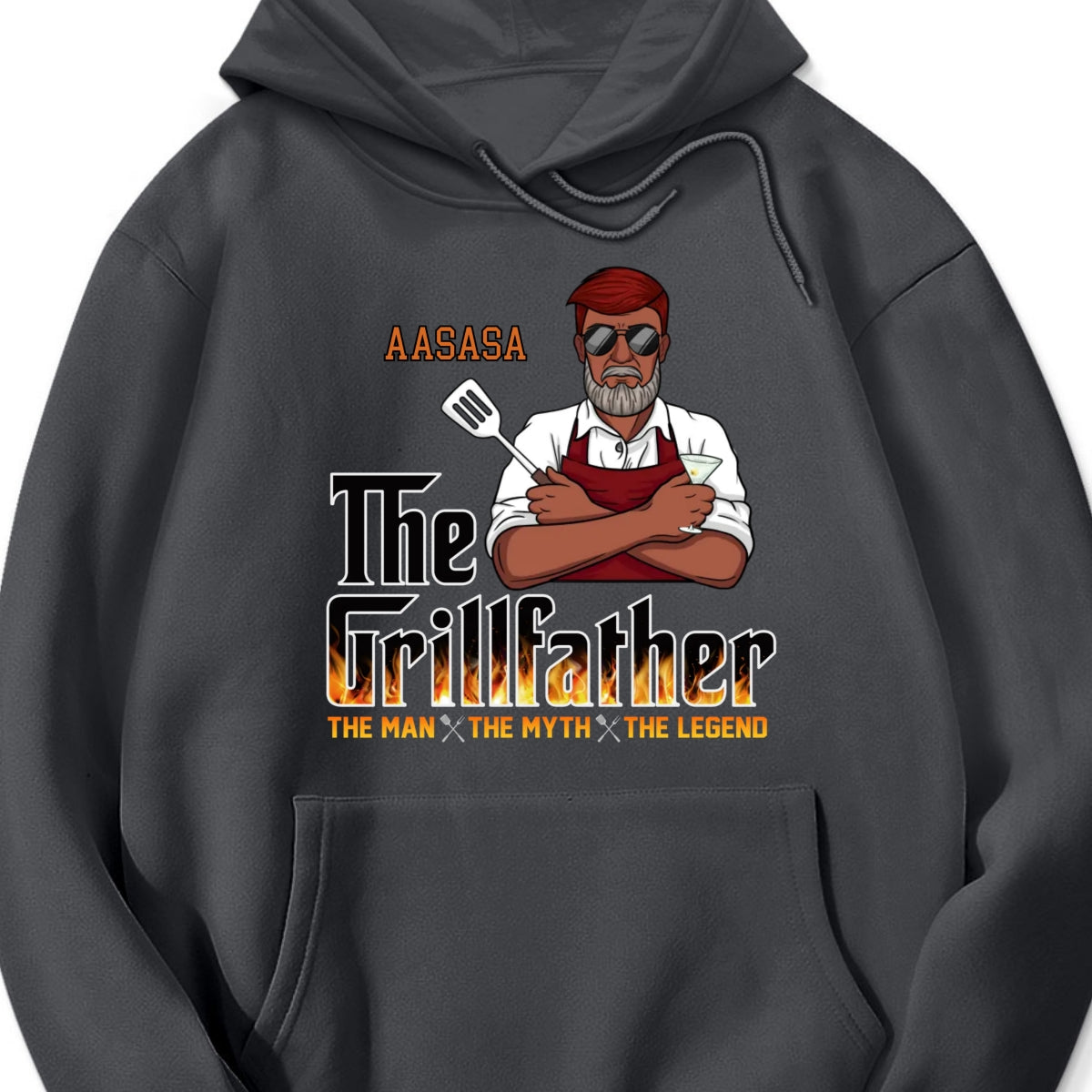 Personalized "The Grillfather" Back Printed T-Shirt & Hoodie – A Perfect Gift for Dad & Grandpa