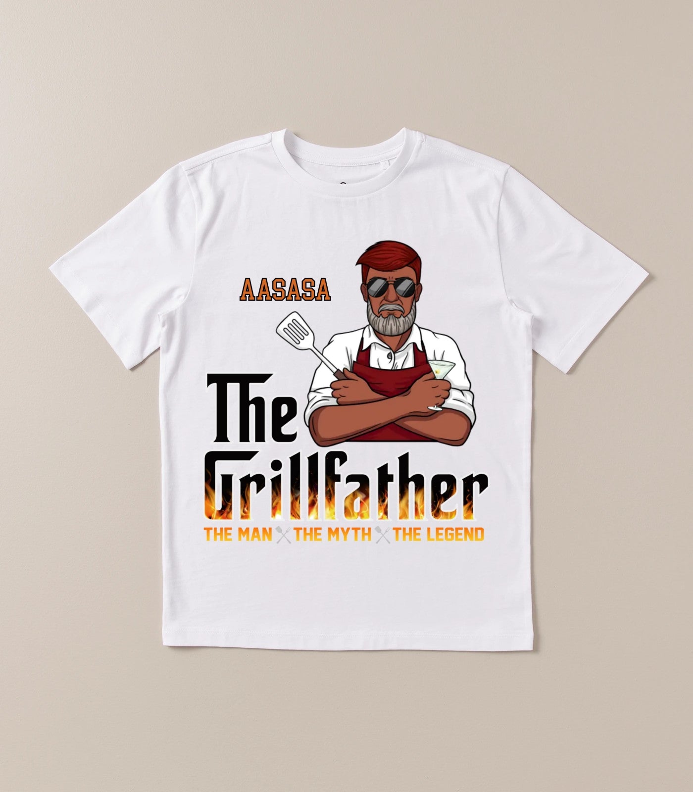 Personalized "The Grillfather" Back Printed T-Shirt & Hoodie – A Perfect Gift for Dad & Grandpa