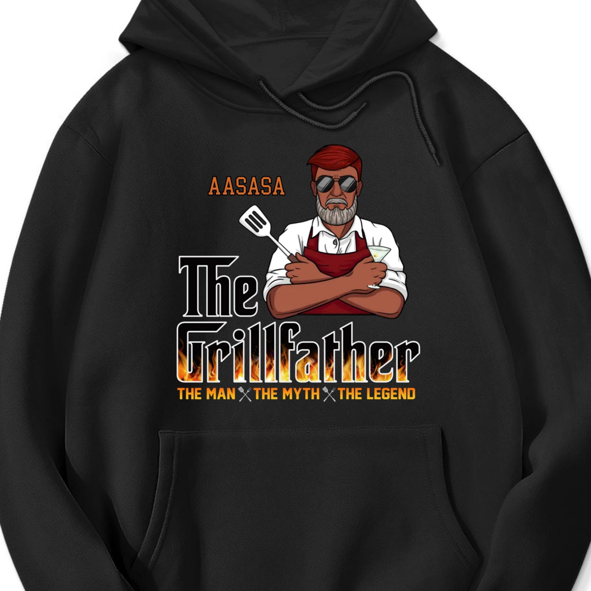 Personalized "The Grillfather" Back Printed T-Shirt & Hoodie – A Perfect Gift for Dad & Grandpa