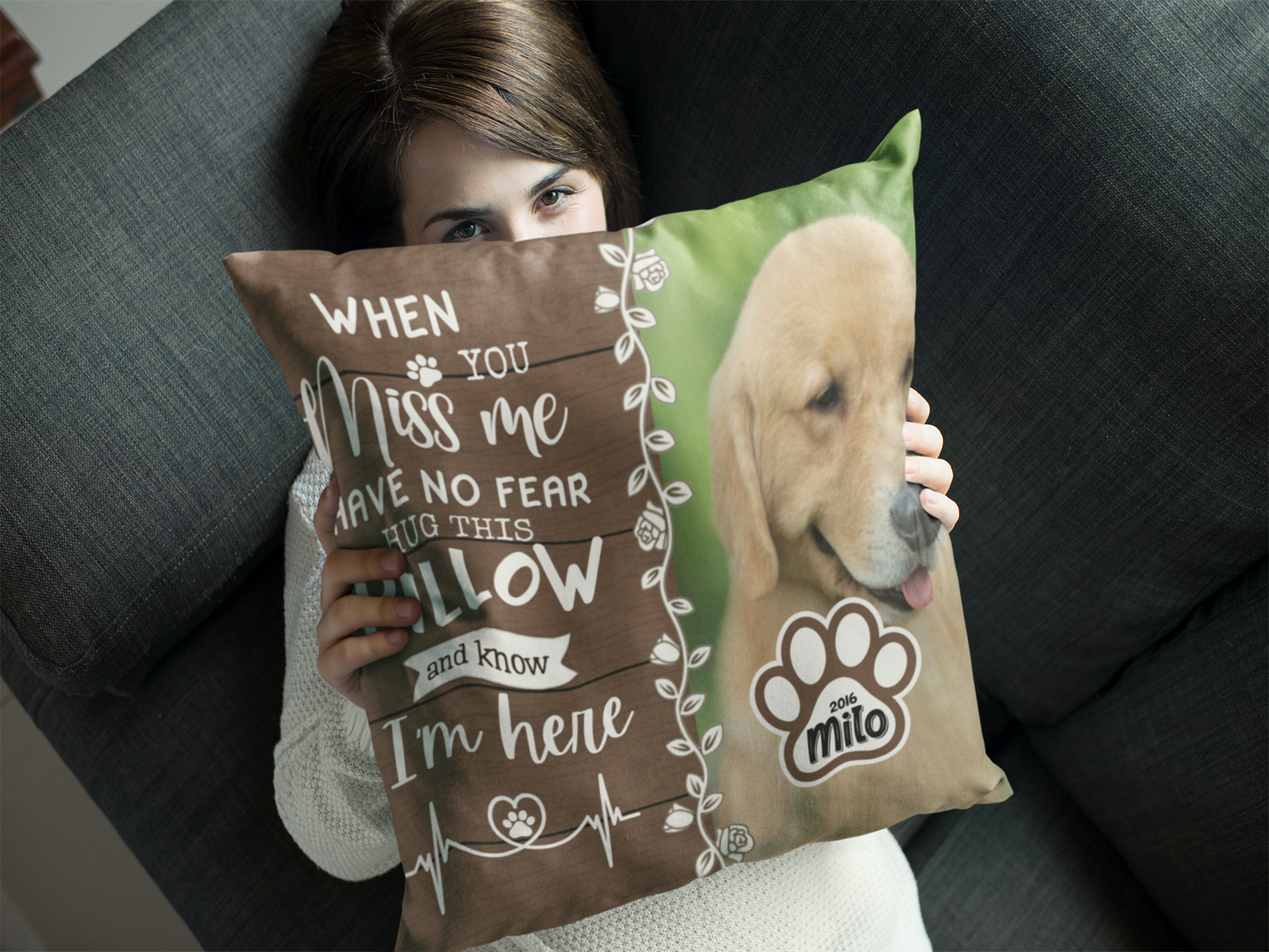 Personalized "When You Miss Me" Dog Pillow – A Loving Gift for Dog Lovers