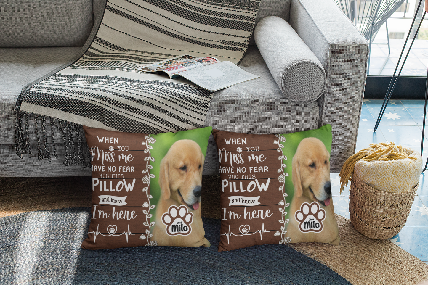 Personalized "When You Miss Me" Dog Pillow – A Loving Gift for Dog Lovers