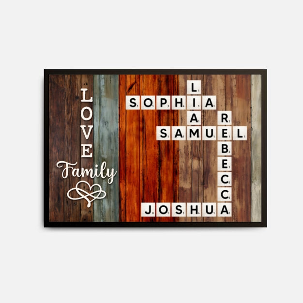 Personalized "A Moment Created, A Memory Treasured Forever" Family Crossword Art Poster – A Heartfelt Gift for the Whole Family