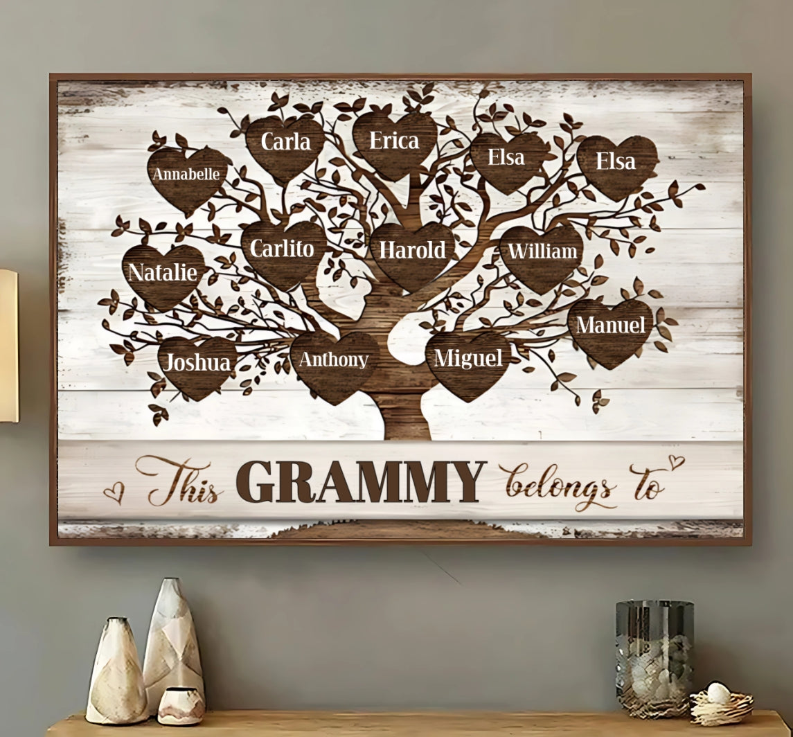 Personalized "This Grammy Belongs To" Poster/Canvas – A Heartwarming Gift for Grandparents!
