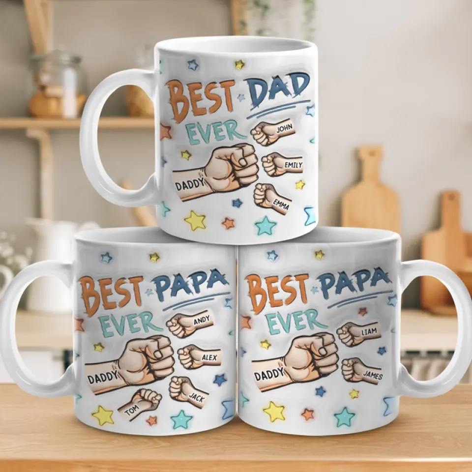 Personalized "A Son's First Hero, A Daughter's First Love" 3D Mug – A Meaningful Gift for Dad
