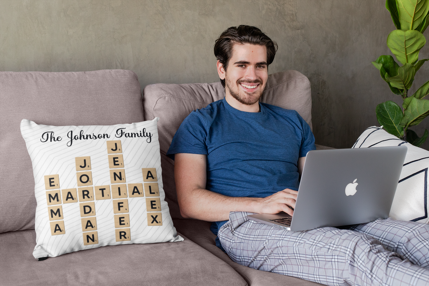 Personalized Family Crossword Puzzle Art Pillow – A Cozy & Meaningful Gift for the Whole Family