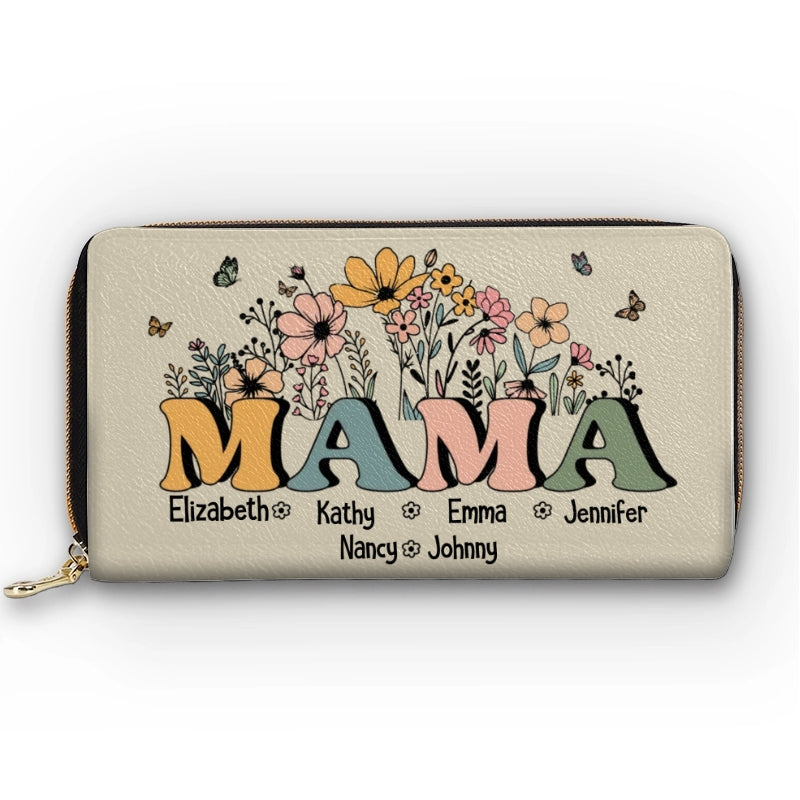 My Mother Is My Root, My Foundation - Family Personalized Custom Leather Long Wallet - Mother's Day, Gift For Mom, Grandma