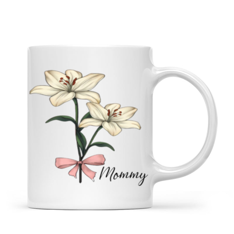 Personalized Birth Flowers Marble Mug – A Thoughtful Gift for Mom, Grandma, or Nana