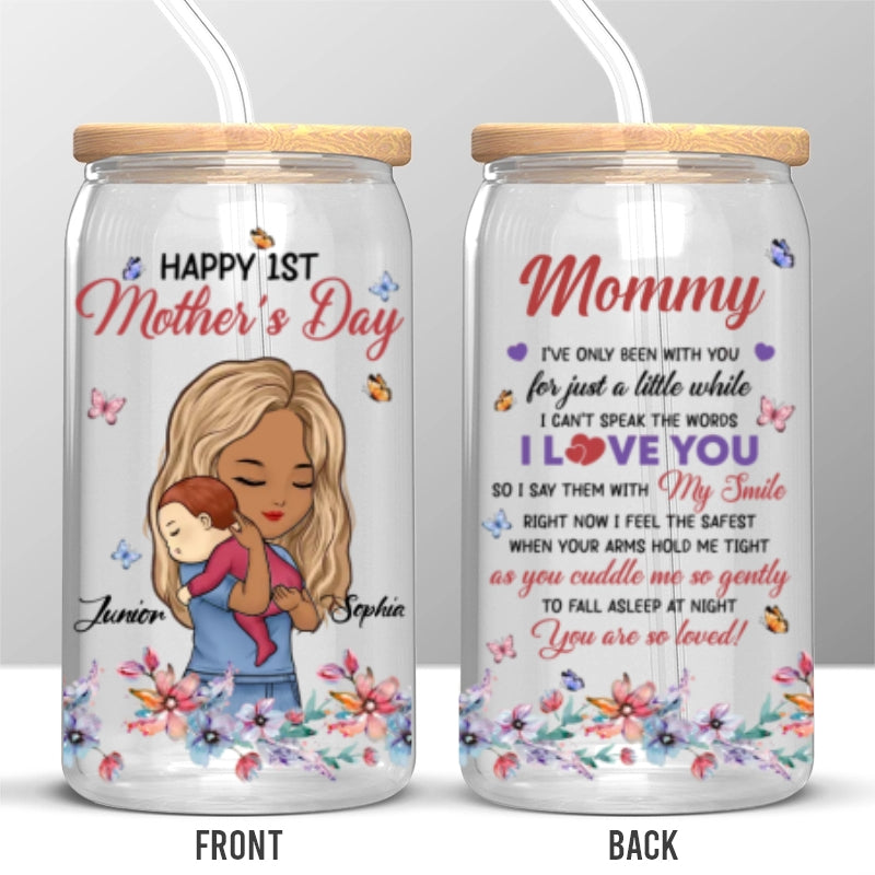 Personalized "I Say I Love You With My Smile" Iced Coffee Glass Cup – A Heartfelt Gift for Moms 💕🍼