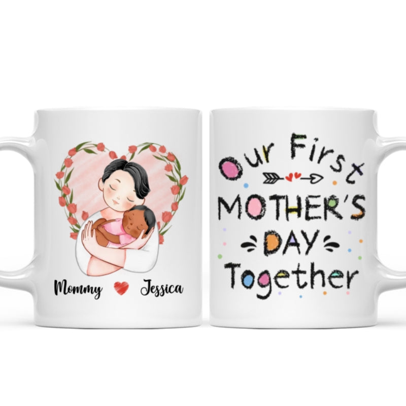 Our Journey Begins With Love - Family Personalized Custom Mug - Mother's Day, Baby Shower Gift, Gift For First Mom