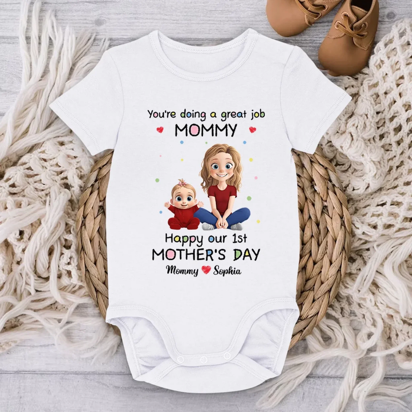 You're Doing An Amazing Job, Mommy - Family Personalized Custom Baby Onesie - Mother's Day, Baby Shower Gift, Gift For First Mom