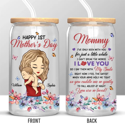 Personalized "I Say I Love You With My Smile" Iced Coffee Glass Cup – A Heartfelt Gift for Moms 💕🍼
