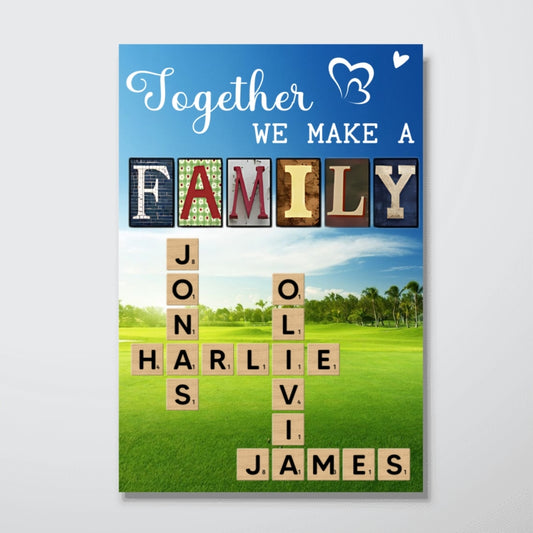 Personalized "Together We Make a Family" Crossword Poster – A Heartfelt Gift for the Whole Family ❤️