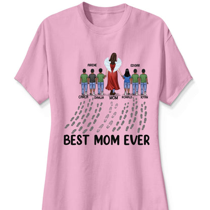 Following In Your Footsteps With Love & Gratitude - Family Personalized Custom Unisex T-shirt, Premium T-shirt, Hoodie - Mother's Day Gift For Mom, Grandma