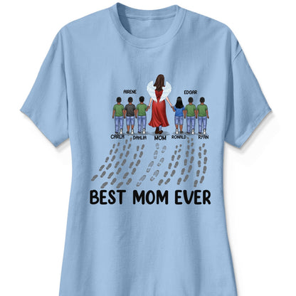 Following In Your Footsteps With Love & Gratitude - Family Personalized Custom Unisex T-shirt, Premium T-shirt, Hoodie - Mother's Day Gift For Mom, Grandma