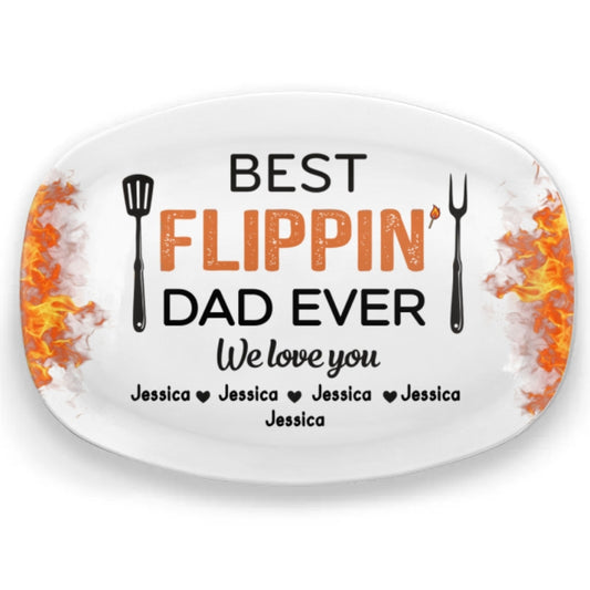 Best Flippin’ Dad Ever - Family Personalized Custom Platter - Father's Day, Gift For Dad, Grandpa