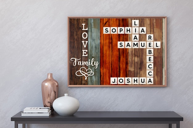 Personalized "A Moment Created, A Memory Treasured Forever" Family Crossword Art Poster – A Heartfelt Gift for the Whole Family