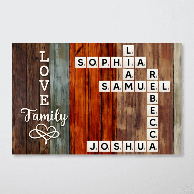 Personalized "A Moment Created, A Memory Treasured Forever" Family Crossword Art Poster – A Heartfelt Gift for the Whole Family