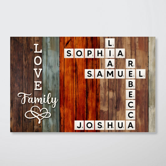 Personalized "A Moment Created, A Memory Treasured Forever" Family Crossword Art Poster – A Heartfelt Gift for the Whole Family