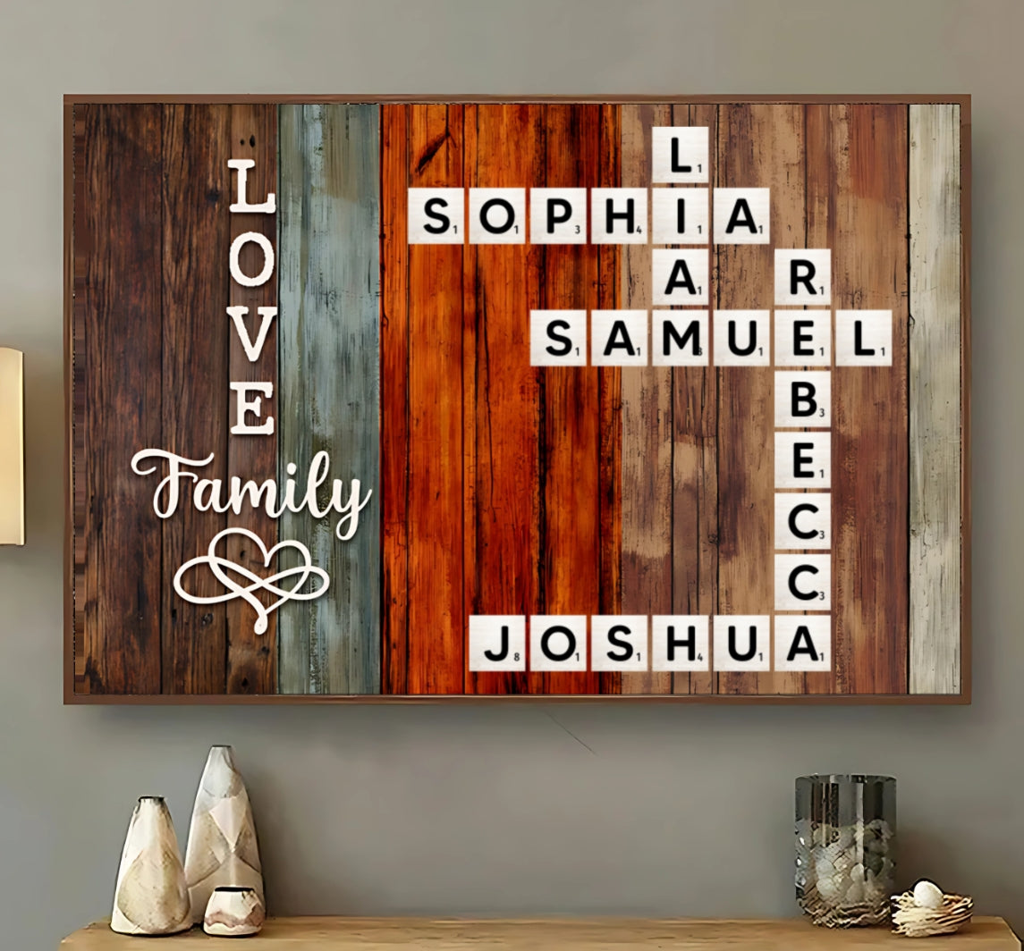 Personalized "A Moment Created, A Memory Treasured Forever" Family Crossword Art Poster – A Heartfelt Gift for the Whole Family