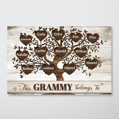 Personalized "This Grammy Belongs To" Poster/Canvas – A Heartwarming Gift for Grandparents!