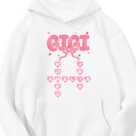 Personalized "Grandma & Mama" Heart Crossword Hoodie – A Cozy Gift for the Women Who Hold the Family Together