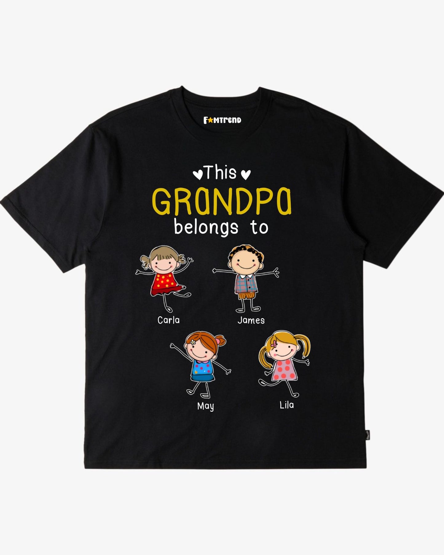 Personalized "This Grandpa Belongs To" Doodle Kids Shirt & Hoodie – A Special Gift for Grandpa!