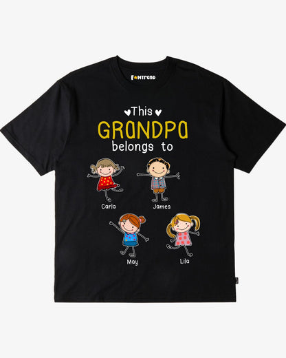 Personalized "This Grandpa Belongs To" Doodle Kids Shirt & Hoodie – A Special Gift for Grandpa!