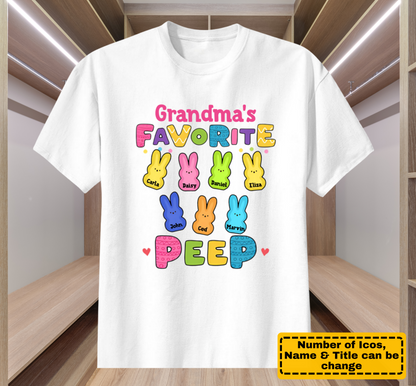 Personalized "Grandma's Favorite Easter Peep" Shirt & Hoodie – A Sweet Gift for Grandma & Mama