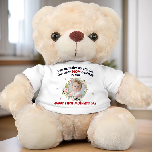 Custom Photo Hoppy Together, Forever - Family Personalized Custom Teddy Bear Plush - Mother's Day, Baby Shower Gift, Gift For First Mom, Pregnancy, Newborn Baby