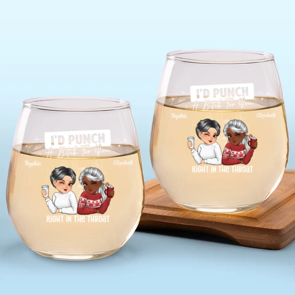 We Laugh Louder Together - Bestie Personalized Custom Wine Glass - Christmas Gift For Best Friends, BFF, Sisters