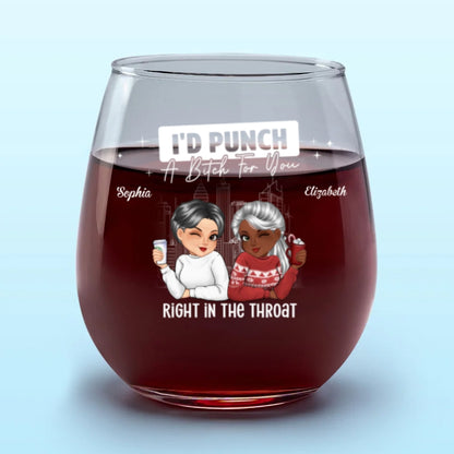 We Laugh Louder Together - Bestie Personalized Custom Wine Glass - Christmas Gift For Best Friends, BFF, Sisters