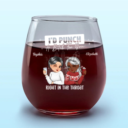 We Laugh Louder Together - Bestie Personalized Custom Wine Glass - Christmas Gift For Best Friends, BFF, Sisters
