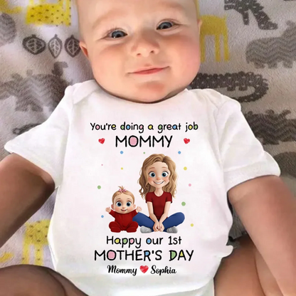 You're Doing An Amazing Job, Mommy - Family Personalized Custom Baby Onesie - Mother's Day, Baby Shower Gift, Gift For First Mom