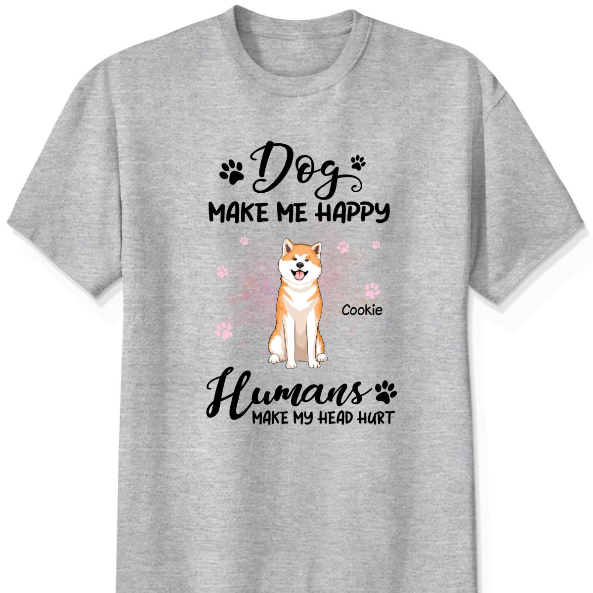 Personalized "Dogs Make Me Happy" Sitting Dog Shirt – A Must-Have for Dog Lovers