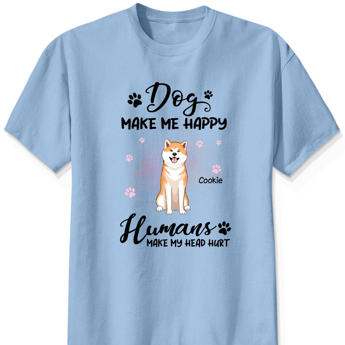 Personalized "Dogs Make Me Happy" Sitting Dog Shirt – A Must-Have for Dog Lovers
