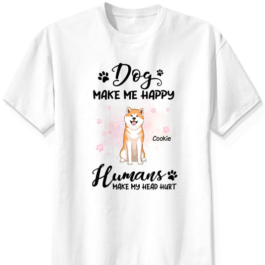 Personalized "Dogs Make Me Happy" Sitting Dog Shirt – A Must-Have for Dog Lovers