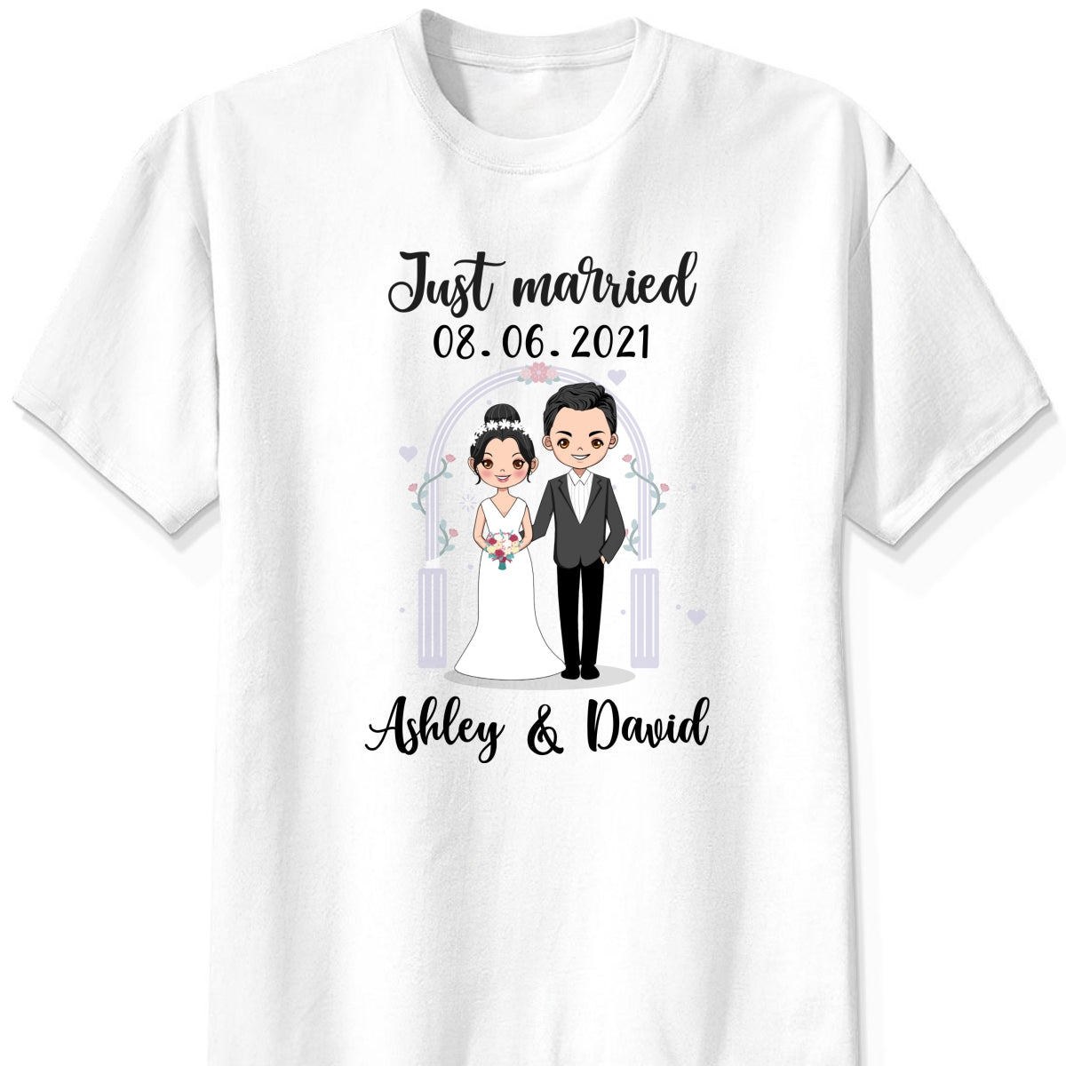 Personalized "Just Married" Wedding Couple Shirt – A Sweet Gift for Newlyweds