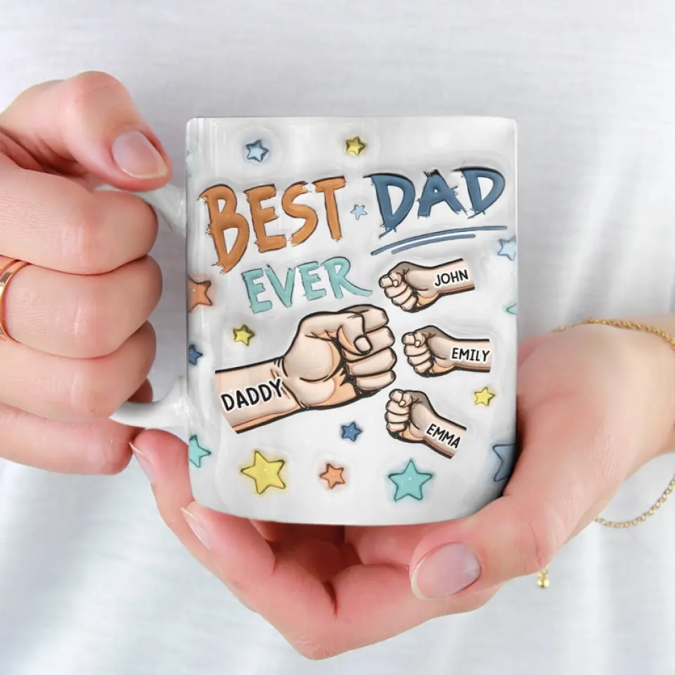 Personalized "A Son's First Hero, A Daughter's First Love" 3D Mug – A Meaningful Gift for Dad