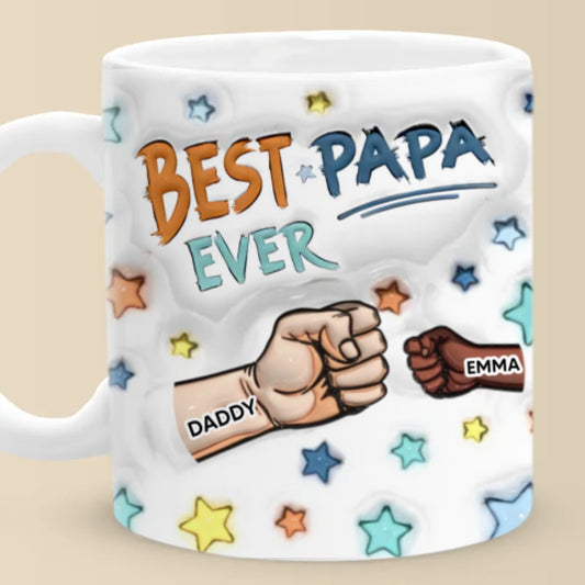 A Son's First Hero, A Daughter's First Love - Family Personalized Custom 3D Inflated Effect Printed Mug - Father's Day, Gift For Dad