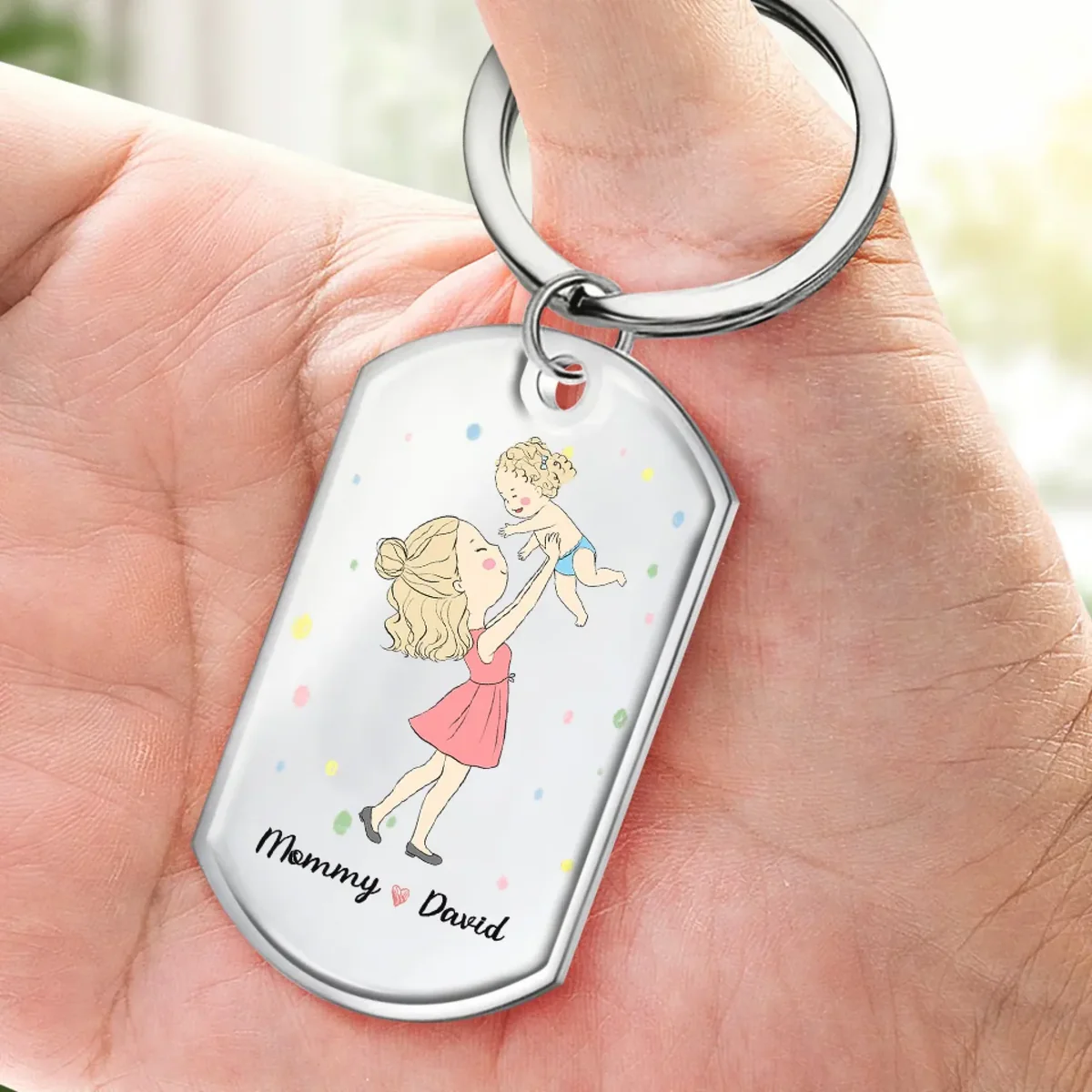 Personalized "Lucky Me, The Best Mom Belongs To Me" Custom Keychain – A Sweet Gift for Mom