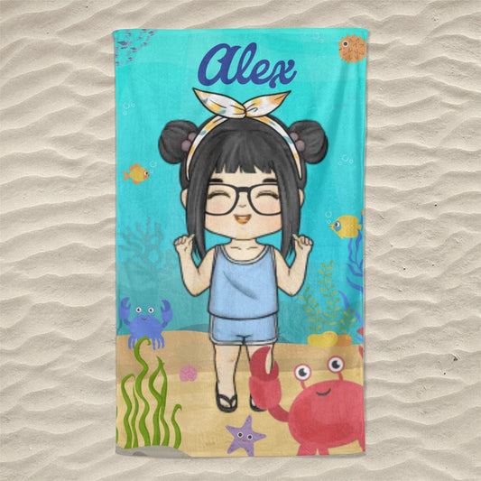 Summer, Beach, Pool, Travel - Family Personalized Custom Beach Towel - Summer Vacation Gift, Birthday Pool Party Gift For Family Members