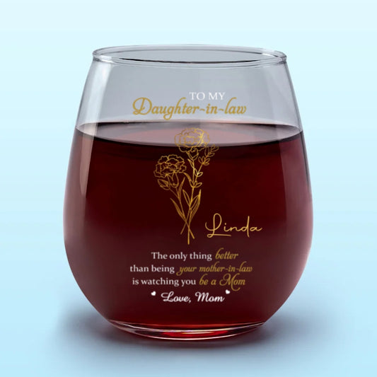 A Mother’s Love, Endless And True - Family Personalized Custom Wine Glass - Mother's Day, Gift For Mom, Daughter