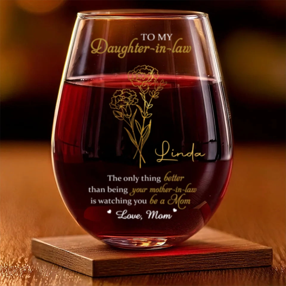 A Mother’s Love, Endless And True - Family Personalized Custom Wine Glass - Mother's Day, Gift For Mom, Daughter
