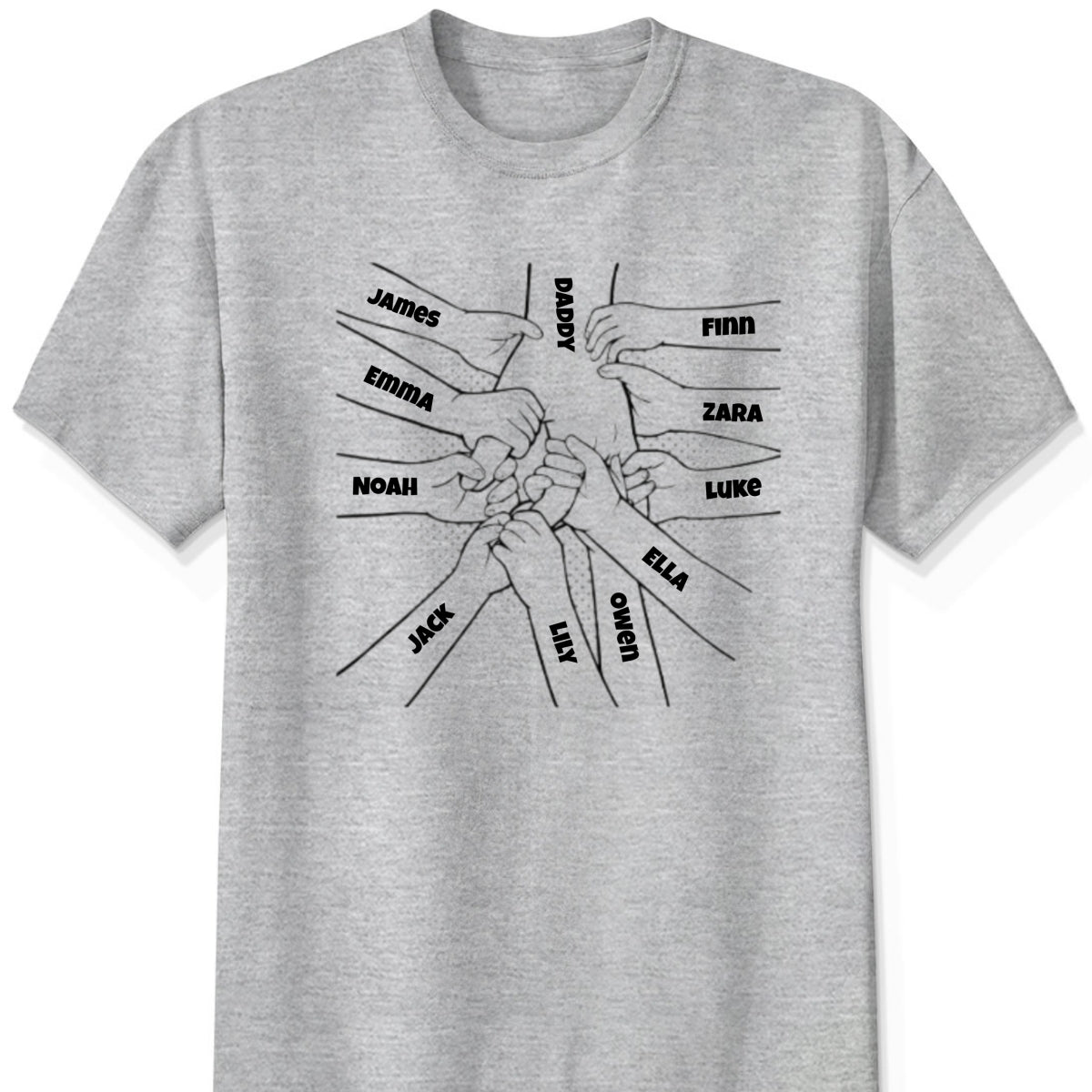 Personalized "Hand In Hand, I Will Always Protect You All" T-Shirt – A Meaningful Gift for Dad, Mom, Grandpa & Grandma