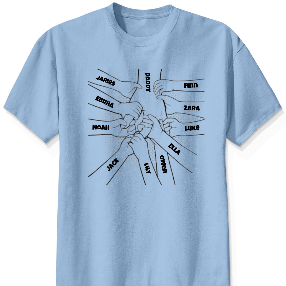Personalized "Hand In Hand, I Will Always Protect You All" T-Shirt – A Meaningful Gift for Dad, Mom, Grandpa & Grandma