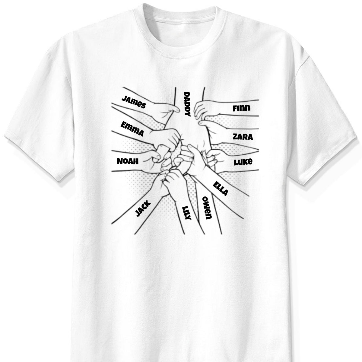 Personalized "Hand In Hand, I Will Always Protect You All" T-Shirt – A Meaningful Gift for Dad, Mom, Grandpa & Grandma