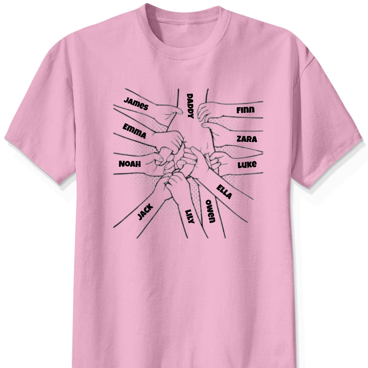 Personalized "Hand In Hand, I Will Always Protect You All" T-Shirt – A Meaningful Gift for Dad, Mom, Grandpa & Grandma