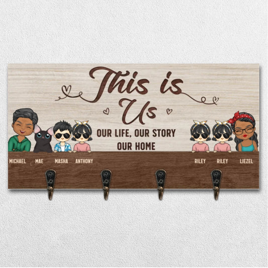 Home Sweet Home - Family Personalized Custom Home Decor Key Hanger, Key Holder - House Warming Gift For Family Members, Pet Owners, Pet Lovers
