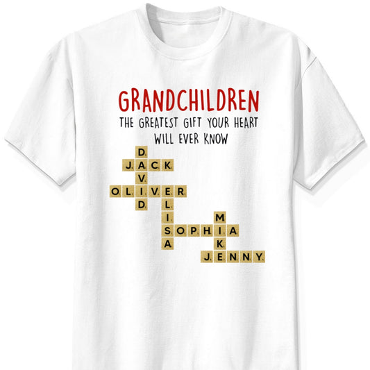 Personalized "Grandchildren, The Greatest Gift Your Heart Will Ever Know" T-Shirt – A Heartfelt Gift for Grandma & Grandparents